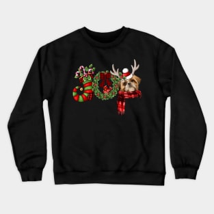 Christmas Joy Dwarf Stocking Reindeer Shih Tzu Crewneck Sweatshirt